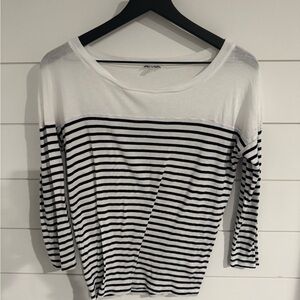 Splendid Black and White Striped Long Sleeve Top
